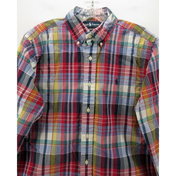Ralph Lauren Shirt Medium Pink Button Up Pony Classic Fit Plaid Preppy - Picture 2 of 11